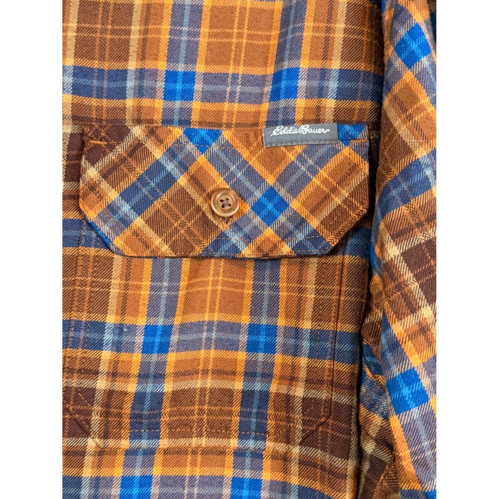 Eddie Bauer Mens Large Orange Plaid Mesh Back Hiking Button Down Shirt Gorpcore - Picture 3 of 8